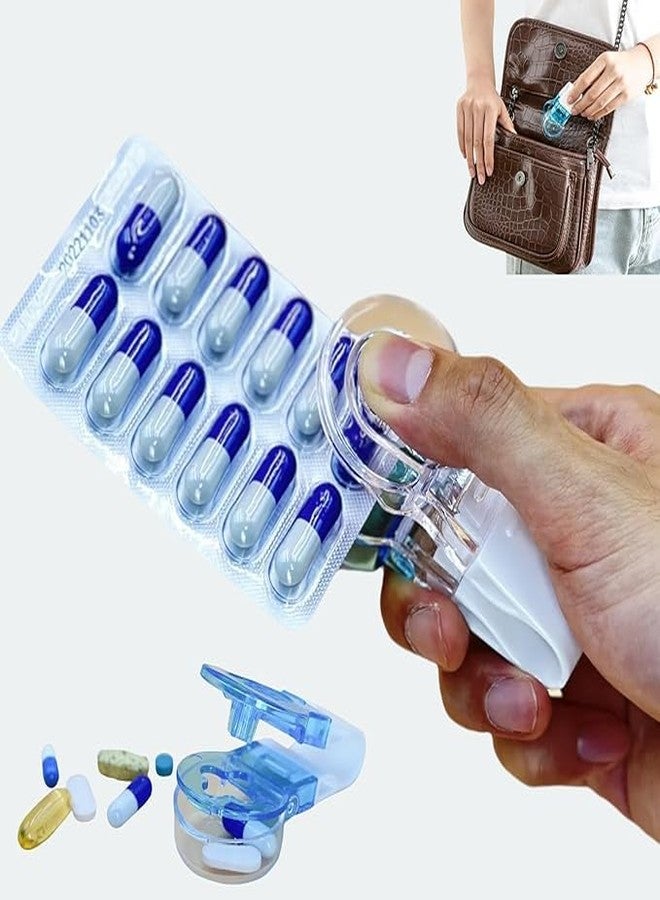 TOP SELECT Portable Pill Extractor, Blister Pack Opener Tool, Blue and White, Medical Dispenser for Elderly, Disabled, Arthritis Patients - Image 1